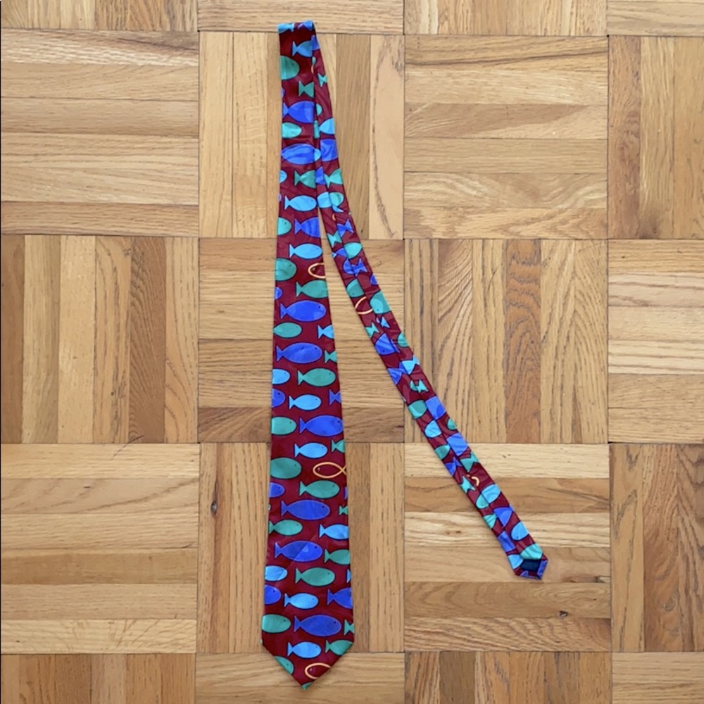 Gold City Handmade 100% Silk Neck Tie - Fish